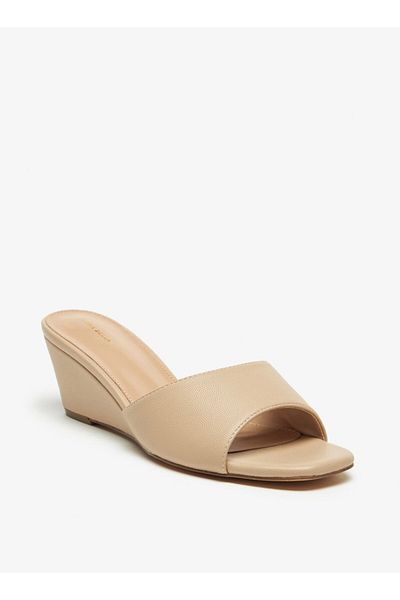 Flora Bella by Shoexpress Flora Bella Solid Slip On Sandals with Wedge Heels