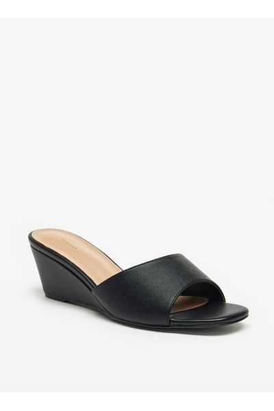 Flora Bella by Shoexpress Flora Bella Solid Slip On Sandals with Wedge Heels