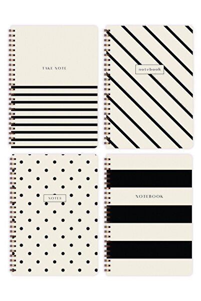 Matt Notebook A5 Spiralli Okul Defteri 80 yaprak 4'lü Set - Çizgili