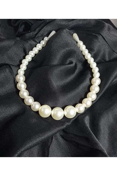Elit Ticaret Accesoriu banda de păr coroană mare de perle pentru femei Tiara de păr elegantă cu perle