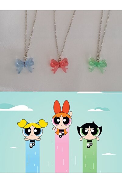 SOUL BY A&B 3lü bff arkadaş kolyesi powerpuff girls mavi yeşil kırmızı arkadaşlık kolyesi bff