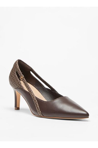 Flora Bella by Shoexpress Flora Bella Monogram Print Slip-On Pumps with Stilleto Heels