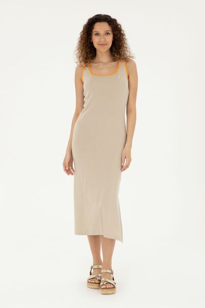 U.S. Polo Assn. Világos khaki színű női kötött ruha