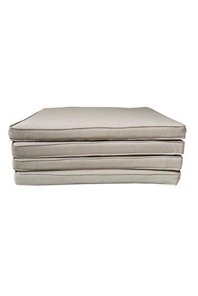 YASTIKMİNDER Koton Krem 54x45 Cm Ölçüsünde 4 Parça Sandalye Koltuk Minder Seti