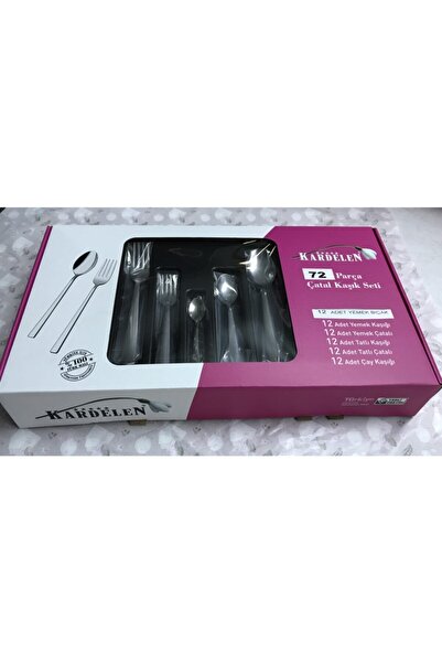 Kardelen Zümrüt 72 Piece Spoon Fork Knife Set for 12 Persons