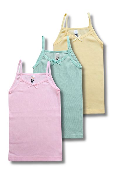 Perakids 100% Cotton Girl's Undershirt Underwear Set of 3