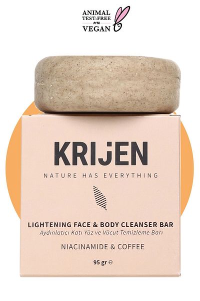 Krijen Niacinamide & Coffee Face and Body Cleansing Bar with Brightening Effect 95 Gr