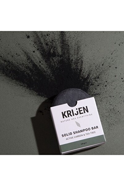 Krijen Aktif Karbon & Çay Ağacı Katı Şampuanı | Yağlı Saçlar - Bitkisel Keratin &e Vitamini& Panthenol