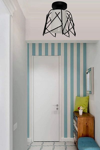 Uçar Perla Modern - Single Children's Room Chandelier with Black Case and Glass, White Glass Hallway - Hall Living