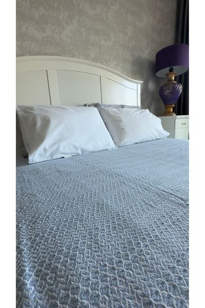 LAPIPA Karaca Pamuklu Dokuma Çift Kişilik Yatak Örtüsü,çift Kişilik Pike,koltuk Örtüsü,şalı Mavi(220X240)