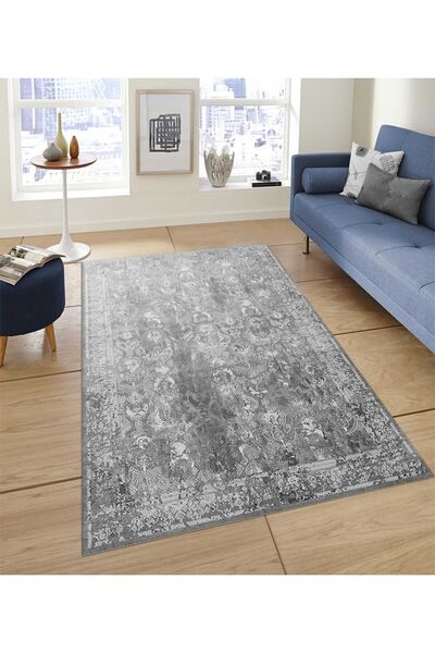 DEKOMOD Dekoratif Dijital Baskılı Kaymaz Taban Yıkanabilir Tüylenmez Kadife K...