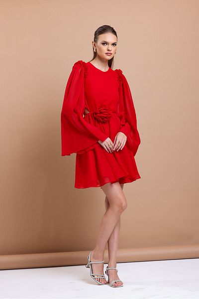 Tangül&Ali'S Moda Evi Red Chiffon Mini Dress