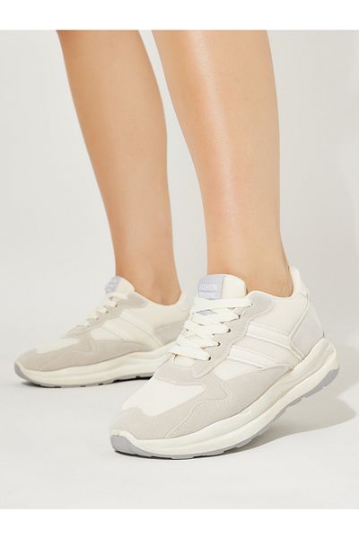 Styli Knit Mesh Upper Lace Up Sneakers