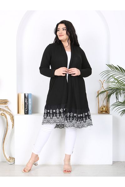 ViolettaXL Women's Plus Size Skirt Fisto Detail Sleeves Flexible Viscosa Cardigan