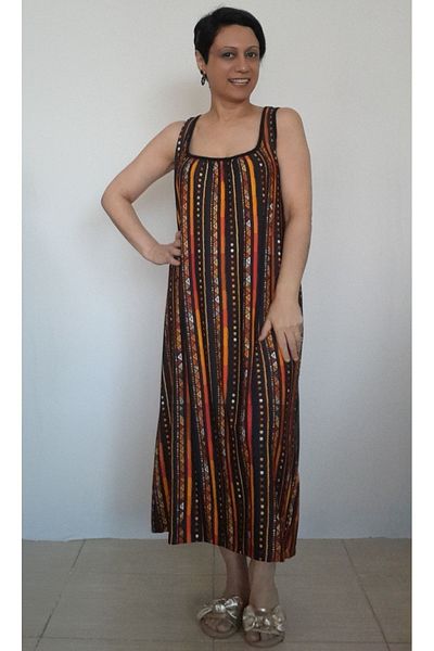 Mertcan Butik Φόρεμα από χτενισμένο βισκόζη με μοτίβο με στάμπα μπροστά και πίσω