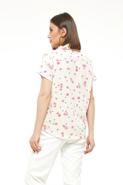 Go Veform Cămașă de damă din in roz - model floral elegant ZN5072