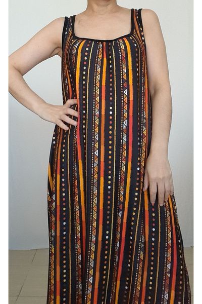 Mertcan Butik Φόρεμα από χτενισμένο βισκόζη με μοτίβο με στάμπα μπροστά και πίσω