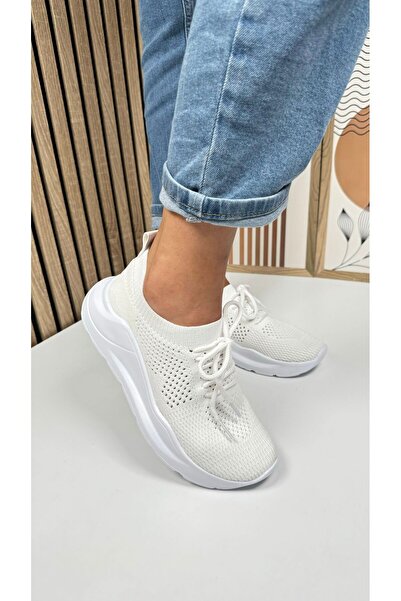 Allyup Tricotaj alb pantofi - ocazional, șosete cu șireturi și pantofi sport ...