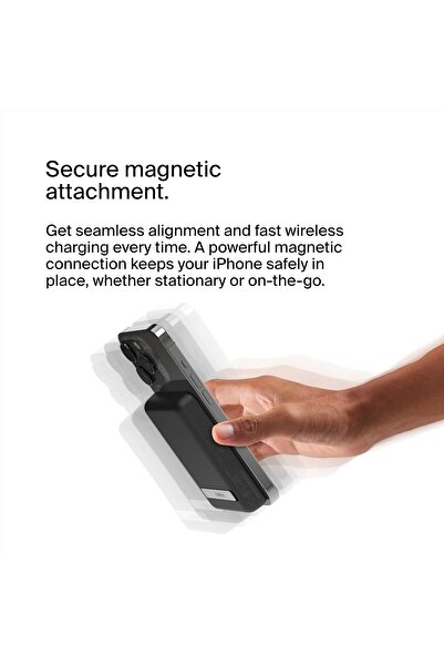 Belkin 5000mAh Magnetic Wireless Power Bank, MagSafe Charger for iPhone 15-12 - Black