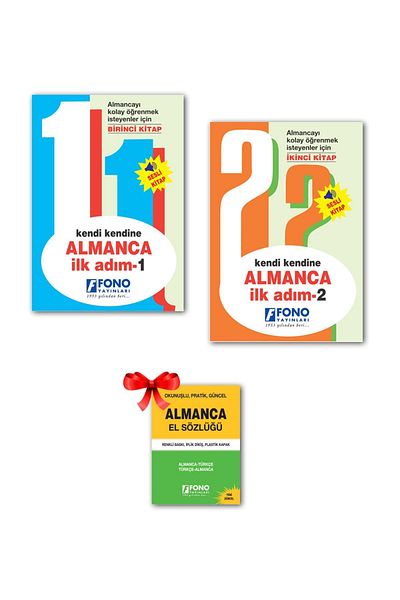 Fono Yayınları Self-Self German First Step 1 - 2 (2 BOOKS AND AUDIO) Dictionary Gift