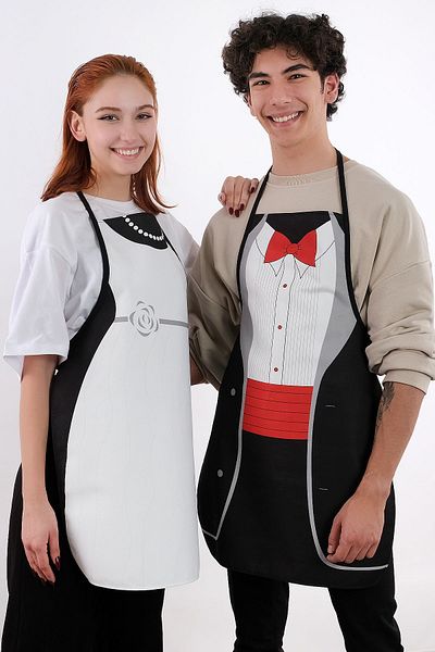 sevilya Beautiful Double Pack Liquid Proof Waterproof Kitchen Apron
