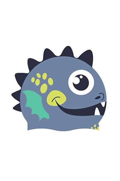 Decathlon Silikon Yüzücü Bonesi - Mavi/Sarı Ejderha Modeli - Standart Beden