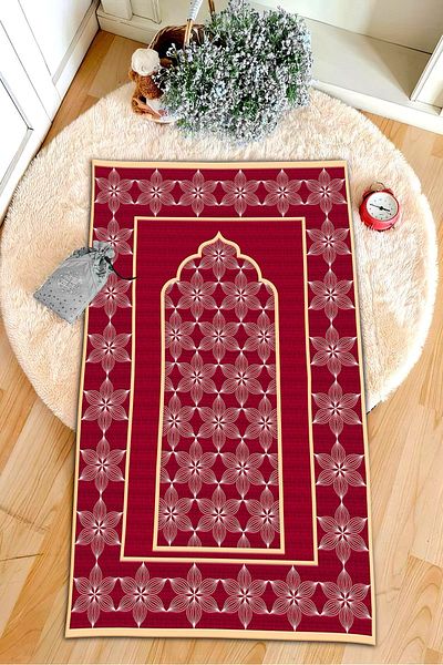 DEKOMOD Decorative Digital Printed Black Non-Slip Base Prayer Rug Prayer Rack 75x120