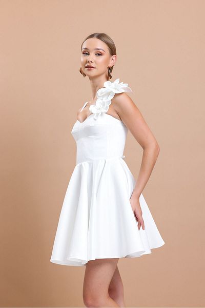 Tangül&Ali'S Moda Evi Strappy White Mini Dress