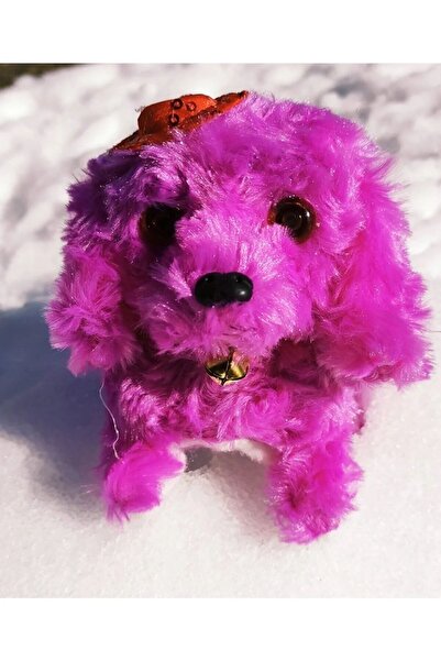 Brother Toys Pilleri Hediye Yürüyen Havlayan Sevimli Peluş Pilli Oyuncak Köpek 13 Cm. Krem Pembe Mavi Kahve Mor