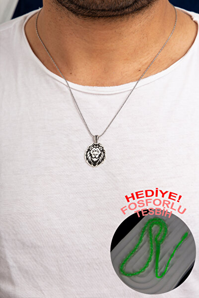 klas gümüş GÜMÜŞ ASLAN FİGÜRLÜ ERKEK KOLYE