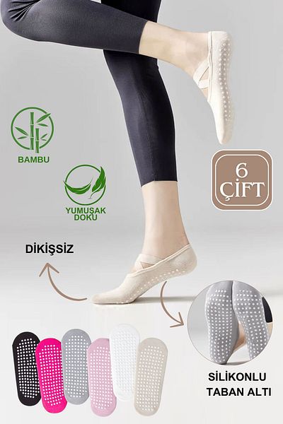 KRAL SOCKS Șosetă Pilates din bambus - Yoga, ABS, șosetă sport Dancing Ballet Fitness cu talpă anti-alunecare