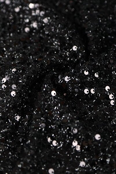 Kumaş Deposu Küçük Payetli Siyah/Siyah Örme Kumaş