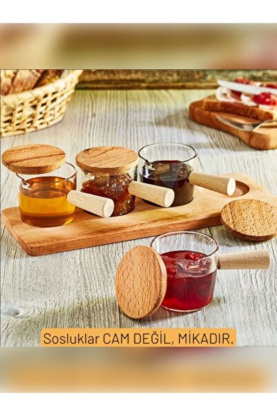 AlzinaStore 4'lü Ahşap Standlı Kahvaltı Seti