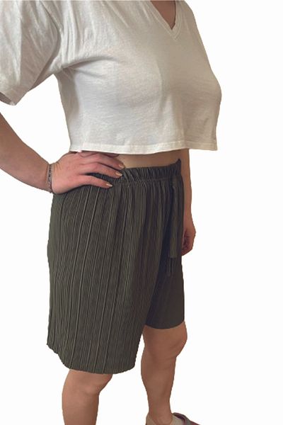 Advantage Σορτς Χακί Plus Size - Ζαρωμένο Ύφασμα