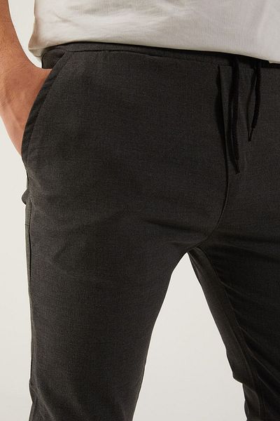 comstar Ανδρικό παντελόνι Jogger με διπλό καπνιστό πόδι με ελαστική μέση