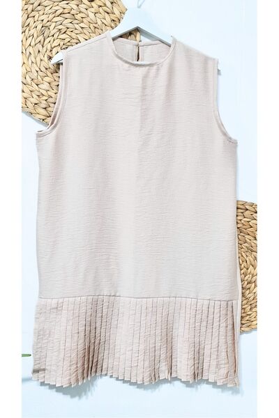 PNRSTİL Piliseli Kadın Kolsuz Biyeli Tesettür İç Tunik İçlik