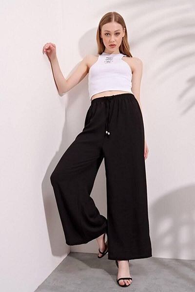 AYSİMA BUTİK Large Size Elastic Waist Loose Ayrobin Trousers