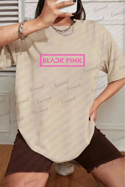 Evomind 1 T-shirt για αγορές 5 και άνω στο καλάθι - Μαύρο ροζ εμπριμέ μπλουζάκι Oversize