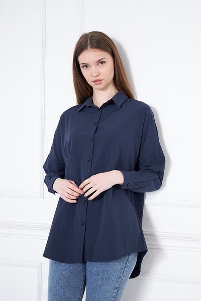 comstar Cămașă de vară bleumarin de bază oversize cu mânecă lungă pentru femei