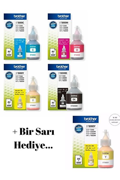 Brother Bt5000-bt-6000 Dcp-t500w Orjinal Mürekkep Kartuş Takımı + 1 Sarı