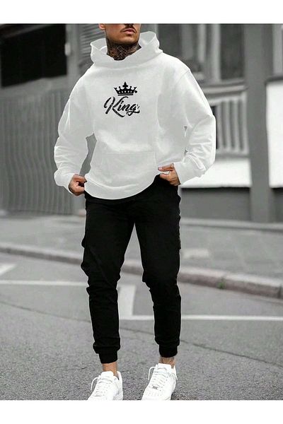 PALPİTO Ανδρικό Jogger Sweat κοστούμι White King Printed - Φούτερ με 3 νήματα