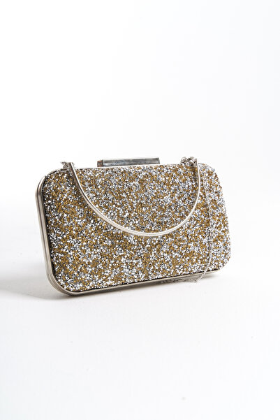 BAKGİY Πέτρινη λεπτομερής χρυσή γυναικεία βραδινή τσάντα φορέματος - BG1175-3...