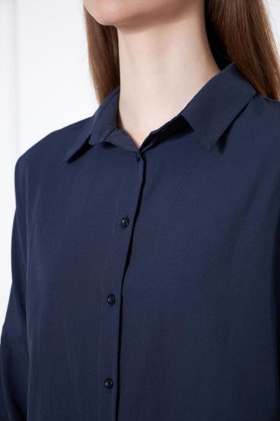 comstar Cămașă de vară bleumarin de bază oversize cu mânecă lungă pentru femei
