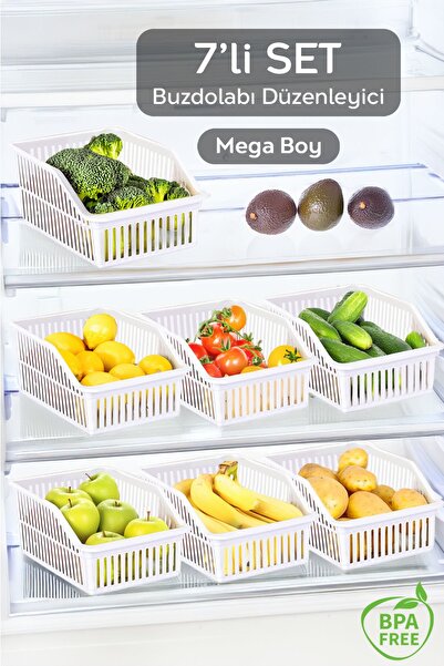 Meleni Home ثلاجة كبيرة الحجم مكونة من 7 قطع - منظم منظم