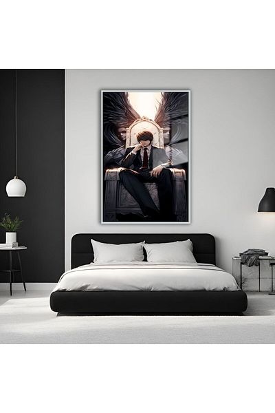 GAAGART Masă din sticlă temperată cu cadru metalic Death Note Yagami Light