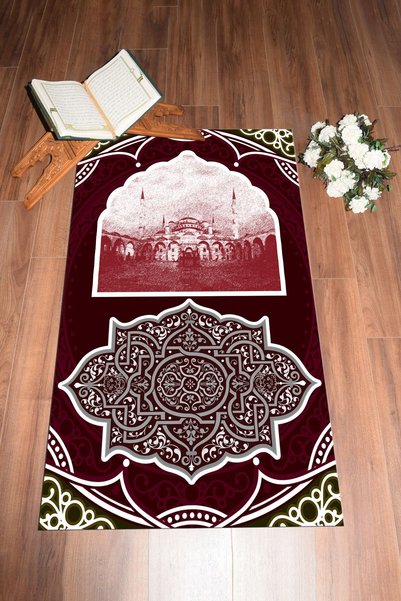 EY HOME Digital Printed Washable Mosque Motif Gift Prayer Rug 70X130
