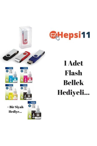 Brother Bt-6000 Bt-5000 Dcp-t520w Orjinal Mürekkep Seti + 1 Siyah Hediye 14u47