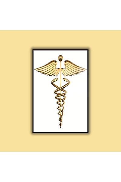 GAAGART Diagramă de poliklinikă din sticlă cu cadru metalic Săgeata lui Asklepios simbolul medicinii