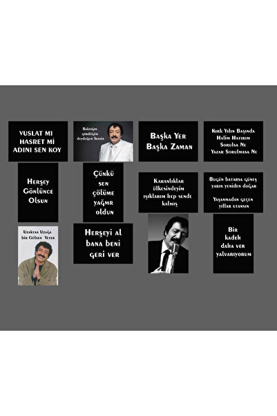 Panorama Ajans Müslüm Gürses 12 li Sözlü Ahşap Poster Tablo Seti
