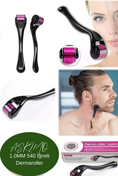 Askımo Dermaroller Titanyum Uçlu 540 Iğneli Derma Roller 1 mm Iğne Cilt Yüz V...